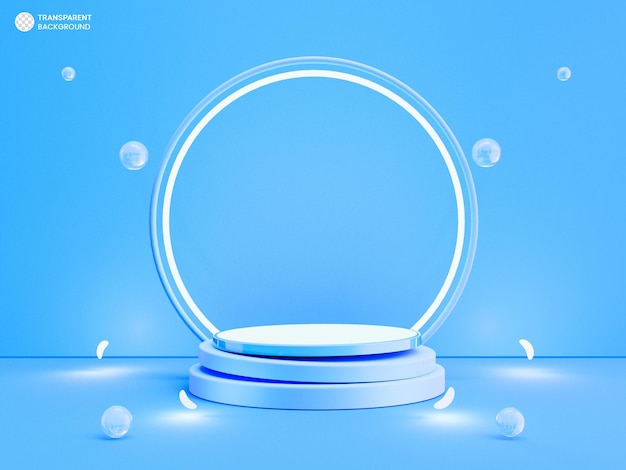 Free PSD blue product display podium 3d render illustration