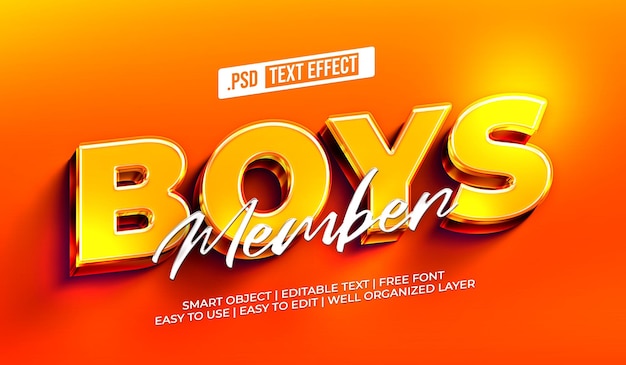 Free PSD boys text style effect