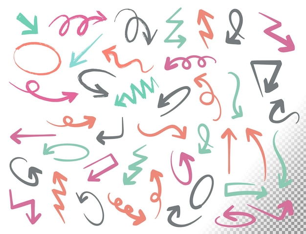 Free PSD collection of colorful arrows doodles