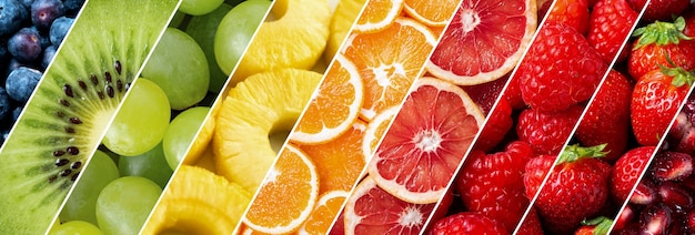 Free photo colorful collage of fruits texture close up