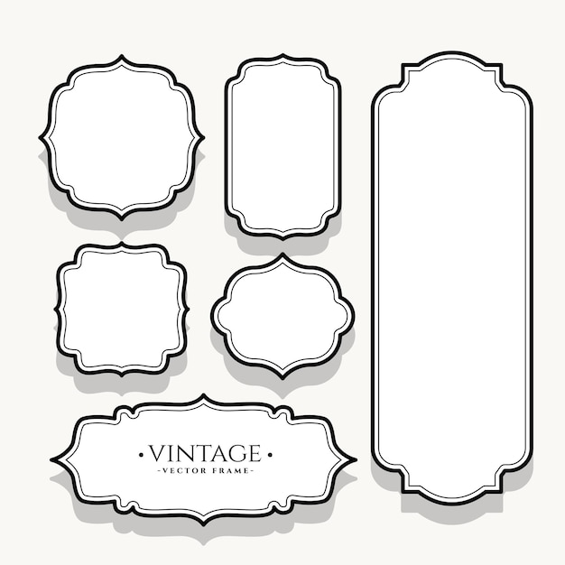 Free vector empty vintage labels set of six