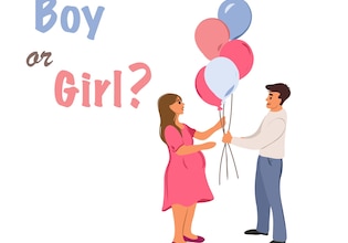 Baby gender reveal party illustrations