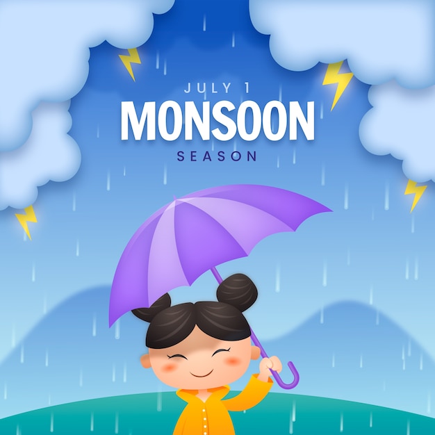 Vector realistic illustration for monsoon season