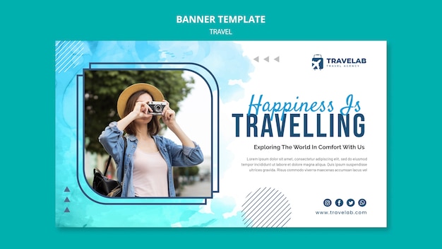 Free PSD traveling happiness banner template