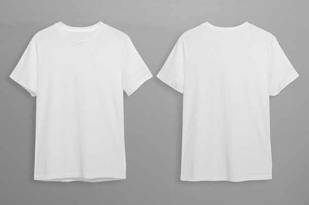 Free photo white t-shirts with copy space on gray background